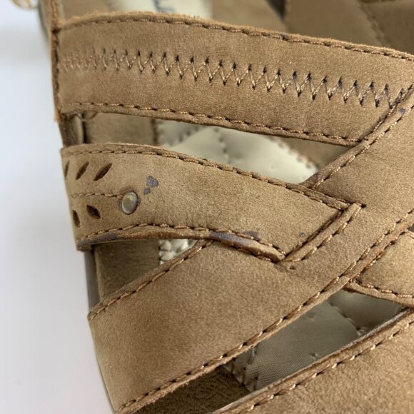 Nature Walk By Earth Erin 7M Womens Brown Leather Upper Sandals Adjustable Strap - Picture 4 of 12